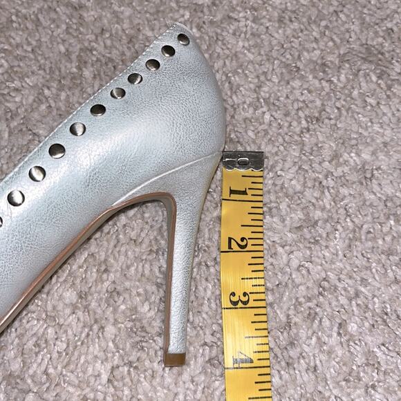Enzo Angiolini Silver Studded Open Toe Stilettos - Picture 13 of 13